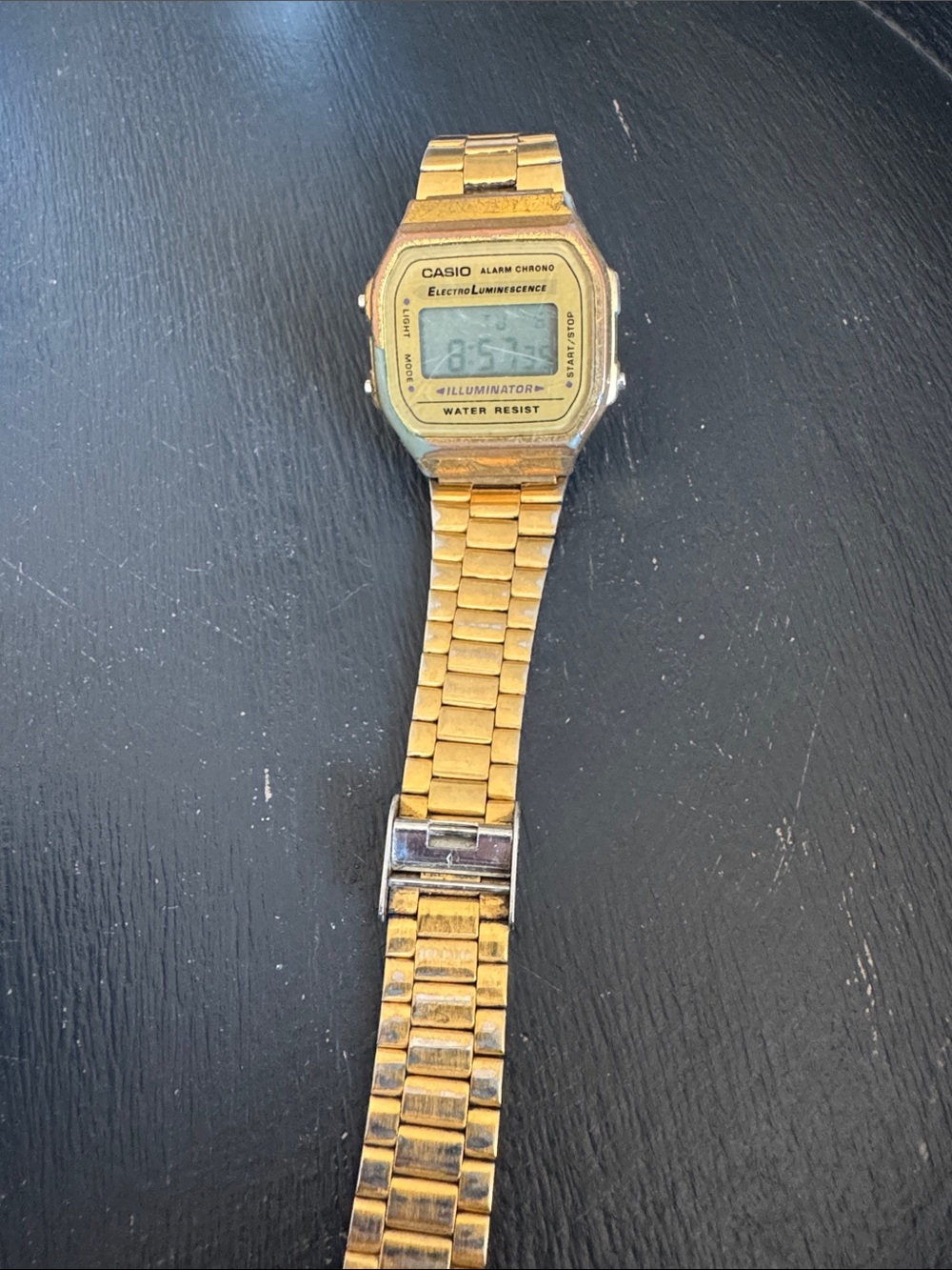 Vintage Casio A168WG Gold-Tone ElectroLuminescence Digital Watch (A168)